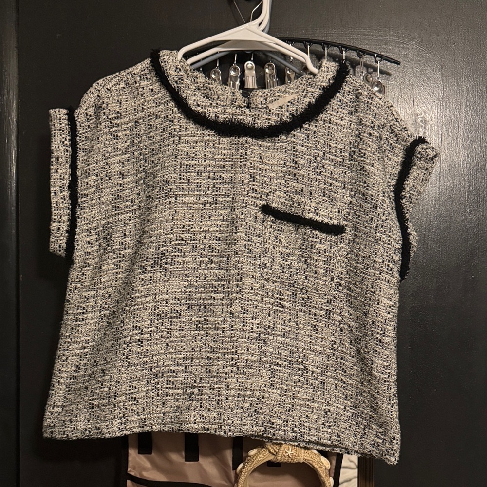 LOFT Women's Textured Blouse - Black and Cream